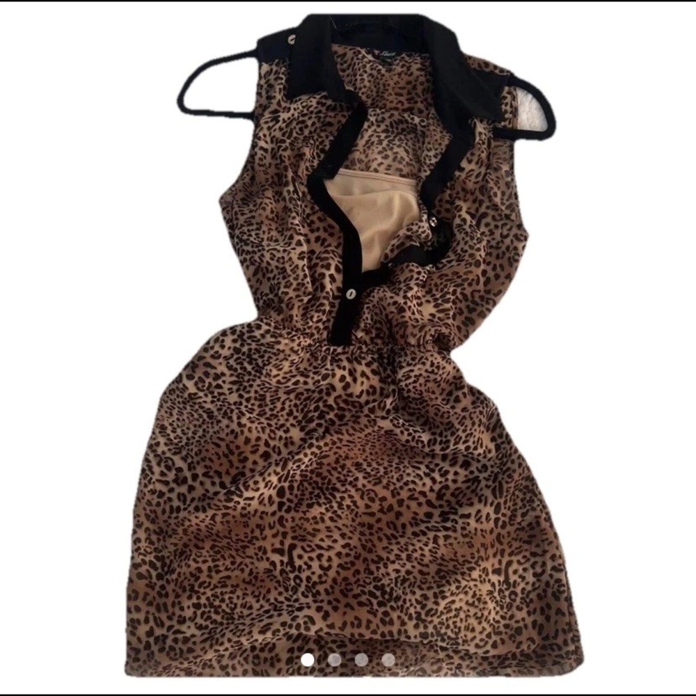 Guess Size S Leopard Print Sleeveless Dress Brand New Brown Black